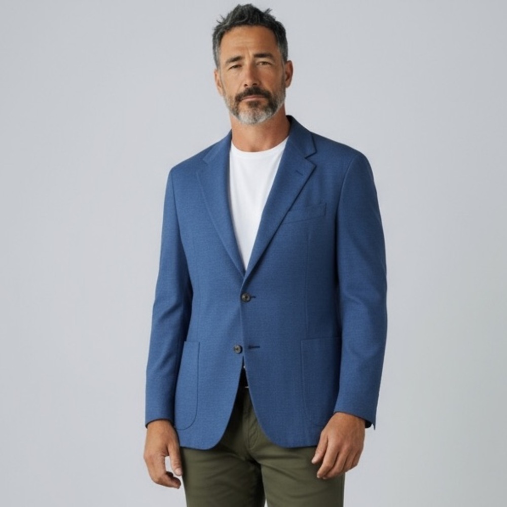 🌻BOBBY JONES Blue Golf Theme Wool Sports Coat Blazer Size 42 Regular